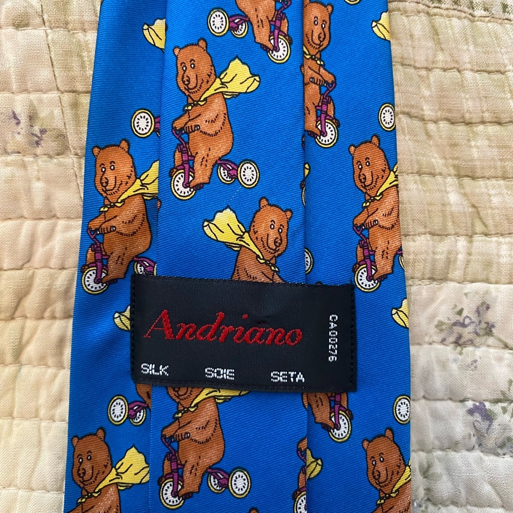 Men New Teddy Bear Silk Tie